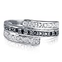 FOJO'S Diamonds in Silver Black and White Bypass Ring (.25 ct. tw.)