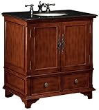 Charleston Sink Cabinet Bathroom Vanity, BLACK GRANITE, ANTIQUE CHERRY