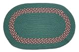 Oval Braided Rug (2'x3'): Dark Green - Dark Green, Burgundy & Camel Band