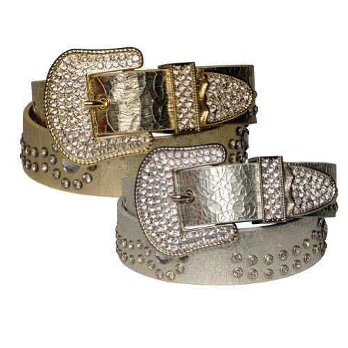 Womens Gold Wild West Mother of Pearl Jewel Encrusted Fashion Adjustable Leather Belt