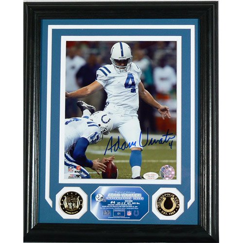 Highland Mint Indianapolis Colts Adam Vinatieri Signed Photomint with Gold Coins