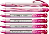 Greeting Pen "Courage" Breast Cancer Awareness Pens with Rotating Messages, 6 Pen Set (36351)