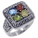 Size 7 Square Multicolor Entire Sterling Silver Jewelry Fashion Ring Size 7 Square Multicolor Entire Sterling Silver Jewelry Fashion Ring