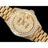 ROLEX LADIES PRESIDENT DATEJUST PAVE DIAMOND DIAL, 69178 - 18K GOLD & DIAMONDS