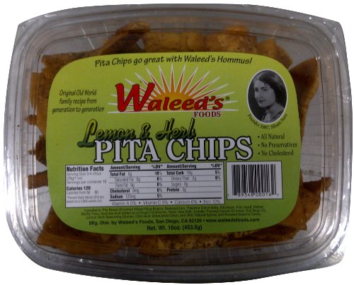 Waleed's Pita Chip - Lemon and Herb, 12-Ounce (Pack of 4)