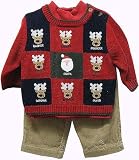 Boys Boutique Christmas Holiday Clothing Sets - 3 PC Corduroy Pants Reindeer Sweater Set - Newborn through Size 7 , 3m -7 boy's - GREAT PRICE