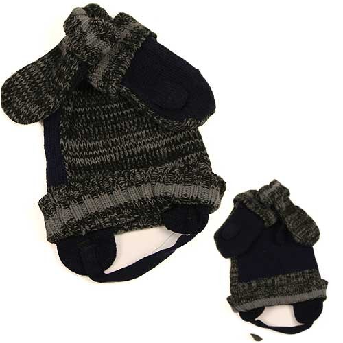 Toddler Boys Ages/Sizes 2-4 Marled 2-Tone Hat & Mitten Set