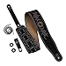 Amumu Tribal Embroidered Premium Suede Leather Guitar Strap Black 2.7