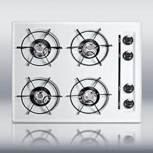 Summit WTL03 24 Gas Cooktop 4 Open Burners, Pilot Light Ignition and Porcelain Enameled Steel Grat