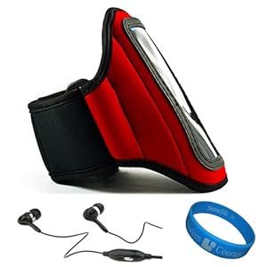 Red SumacLife Moisture Resistant Neoprene Hardcore Workout Armband for Motorola i867 / Motorola Droid 4 / Motorola Droid 3 / Motorola Droid 1 and 2 / Motorola DEFY MINI / Motorola MOTOLUXE / XT319 / Motorola Admiral / Motorola ATRIX 2 / Motorola ATRIX 4G 