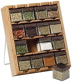 Kamenstein Bamboo Inspirations 16-Cube Spice Rack with Free Spice Refills for 5 Years