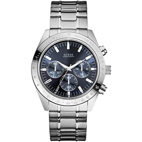 Guess Men's U12505G3 Silver Stainless-Steel Quartz Watch with Blue Dial
