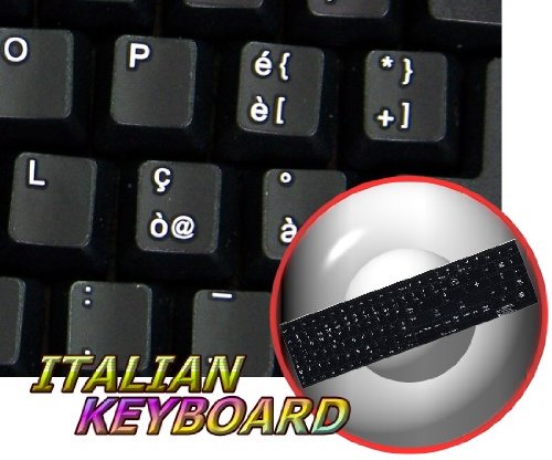 REPLACEMENT ITALIAN KEYBOARD STICKER BLACK BACKGROUND FOR DESKTOP, LAPTOP AND NOTEBOOK