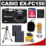 Casio Exilim EX-FC150 High Speed Digital Camera (Black) + 8GB Memory Card + (2) NP-40 Batteries + 50-Inch Tripod + Case + Accessory Kit