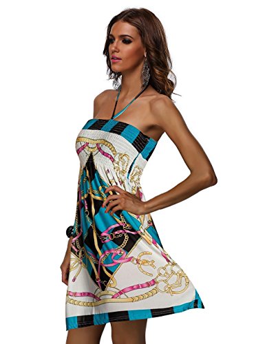 Amour Women's Retro Maxi Hippie Boho Paisley Print Strapless Dress