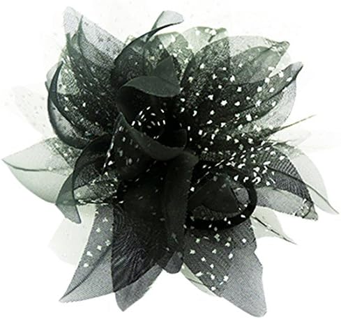 Linda Fashion Flower Pin Hair Clips, Black and White, 12 Count