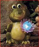 Solar Garden Light Frog with Flower, Color Changing