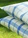 Linen Pillow Case Squares White Blue Image