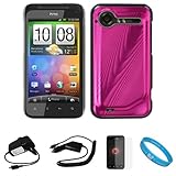 Pink Metallic Cosmo Wave Design Protective Snap-On Case Cover for HTC Droid ....