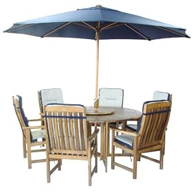 Homestead Round 6 Seater Complete Garden Furniture Set - Casablanca