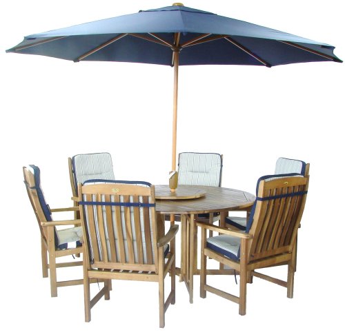 Homestead Round 6 Seater Complete Garden Furniture Set  Casablanca