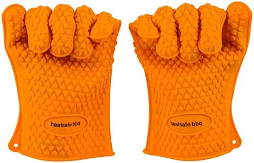 Heat Resistant Non-Slip Five Finger BBQ Glove Oven Mitts & Pot Holders - Waterproof & Dishwasher Safe - Non-Stick & Easy To Clean Oil Washed Off Easily - Made To Last FDA approved Non-Toxic Pure Silicone Material - One Size Fits Most - Lifetime Guarantee