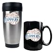 Los Angeles Clippers Stainless Steel Travel Tumbler & Black Ceramic Mug Set - Primary Logo NBA Basketball
