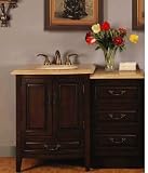 46.5 Bathroom Furniture LED Lighted Travertine Top Single Sink Vanity Cabinet 726TL