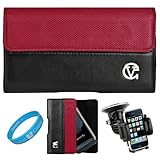 Red & Black Portola Leather Holster Carrying Case with Fixed Belt-Clip and  ....