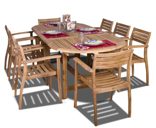Amazonia Teak Coventry 9-Piece Teak Oval Dining Set product image
