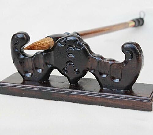 1pc Chinese Writing Brush Rack Black Catalpa Wood Pen Rack Pen Rest
