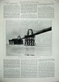 Review Old-print  / 1896 WRECK CHAIN PIER BRIGHTON QUEEN SHIP SEA FLAGS ART