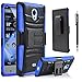 Sharp Aquos Crystal Case, Combo Rugged Shell Cover Holster with Built-in Kickstand and Holster Locking Belt Clip Blue + Circle(TM) Stylus Touch Screen Pen and Screen Protector