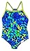 Speedo Big Girls Youth Solid Splice Back One-Piece Swimsuit (8, Blue Geo)
