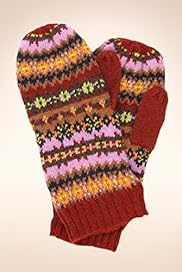 Fair Isle Knitted Mittens with Angora