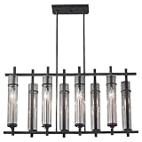 Murray Feiss Lighting F2630/8AF/BS Ethan - 8 - Light Island Chandelier, Antique Forged Iron / Brushed Steel with Clear Glass
