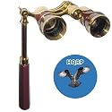 HQRP 3 x 25 Opera Glasses / Theatre Glass Binocular Burgundy with Gold Trim w/ Built-In Extendable Handle plus HQRP Coaster