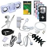 15 Items Premium Accessory Bundle Combo For Apple Ipod Nano Chromatic 4th Generation 8gb, 16gb Series: 4 Silicone Skin case + Car Charger + Wall Charger + usb Straight data cable + Mini Speaker + Adjustable Armband + Belt Clip + Lanyard + Screen Protector + 3.5mm~3.5mm Straight Audio cable + White In-Ear Stereo Headset & Fishbone style Keychain