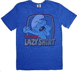 Junk Food Smurfs Lazy Yawning Liberty Blue T-shirt Tee