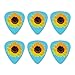 Sunflower Drawing on Blue Background Novelty Guitar Picks Medium Gauge - Set of 6