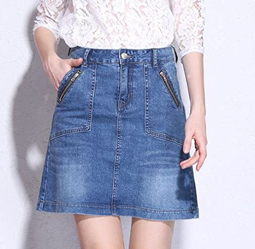 (ALLURE) デニム 台形スカート フレア スカート ミニ Aライン タイト デニスカ ブルー AF0510