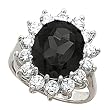 14K White Gold Onyx and Diamond Ring
