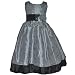 Holiday Party Dress - Silver Taffeta Dress with Black Accents (Girls 3/4 - 9/10)