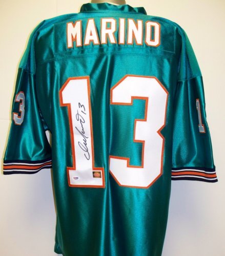 Dan Marino Autographed Teal Custom Throwback Jersey ~ Marino Hologram & PSA/DNA Authenticity
