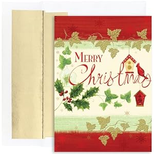 Holly And Birdhouses Christmas Cards -