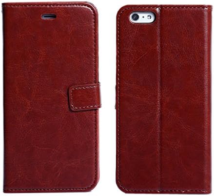 Hwisdom Iphone 6plus Case 5.5 Inch Premium Genuine Leather Wallet Case with Credit Card Id Holders for Iphone 6 Plus (iphone6plus 5.5-Brown)