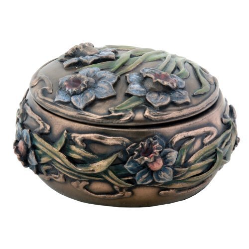 Daffodil Floral Design Decoration Art Nouveau Jewelry Holder Box