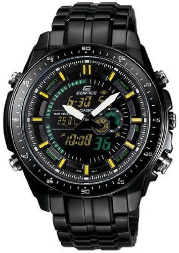 Casio Edifice Quartz Black/Yellow Dial Black Band - Men's Watch EFA132BK-1AV