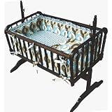 Personalized Cocoa Blue Cradle Bedding