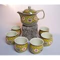 Asiatisches Teeset 097 Teeservice aus Keramik 7tlg. Teekanne mit Tassen, B-Ware mit kleinen Lackfehlern